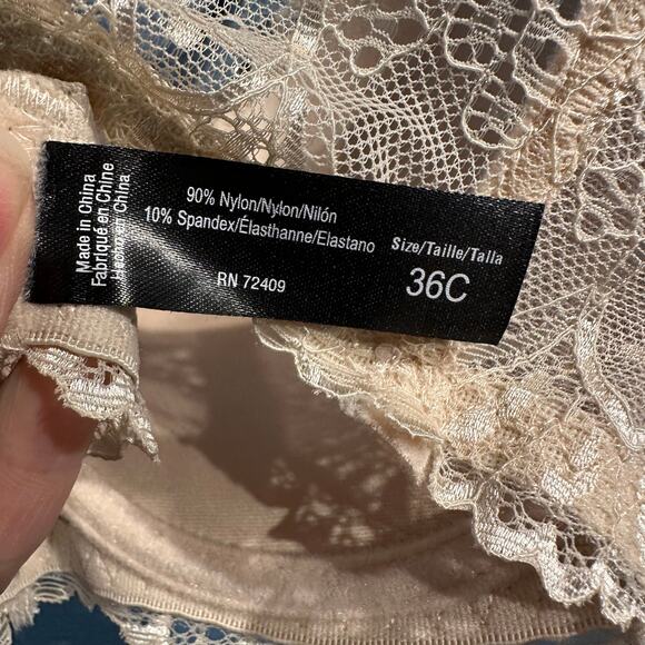 NWT Rene Rofe Size 36C Lingerie Lace Bra Nude Beige PushUp Adjustable Straps - Picture 6 of 6
